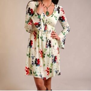 STETSON floral print long sleeve above knee dress size XS